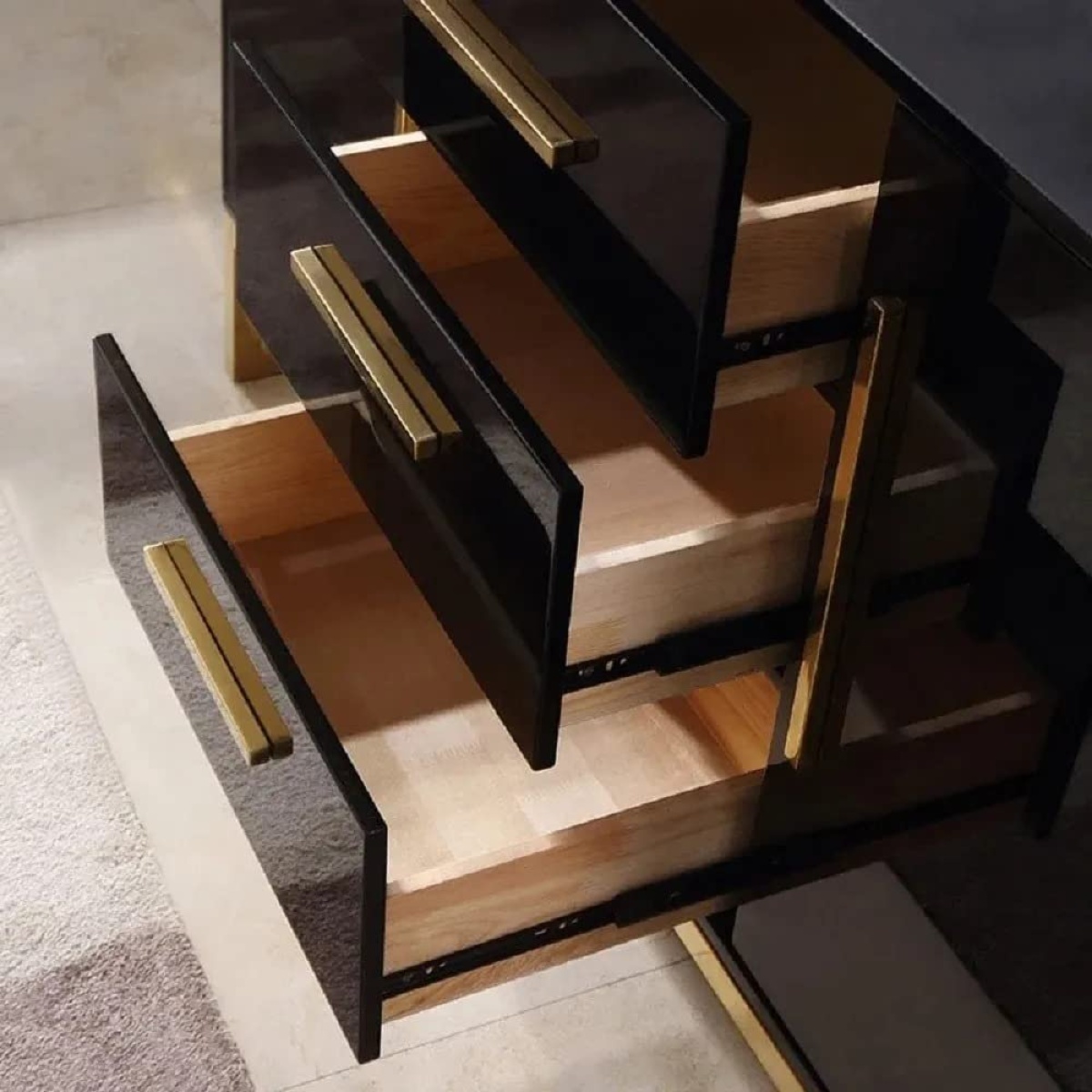 WoodFX woodefurniture Luxury Modern Storage Sideboard Cabinet with 2-Door, 3-Drawer