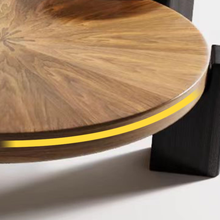 WoodFX woodefurniture Round Coffee Table, 36in 2-Part Unique Modern Wooden, Solid Wood Leg & Top, Brown Explosion-Proof Glass Small Top