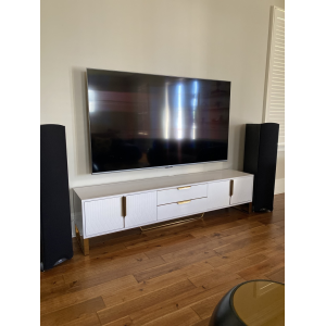 WoodFX Modern Stylish TV Stand 78" White Black photo review
