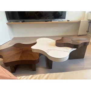 WoodFX Unique Cloud Shape Wood Coffee Table Set photo review