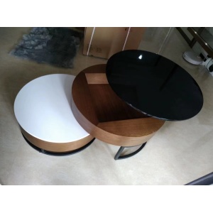 WoodFX Modern Wood Round Nesting Coffee Table Set photo review