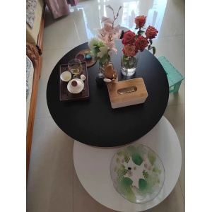 WoodFX Modern Wood Round Nesting Coffee Table Set photo review