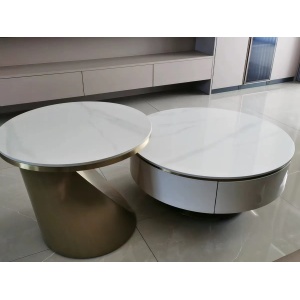 WoodFX White Stone Modern Bunching Coffee Table Set photo review
