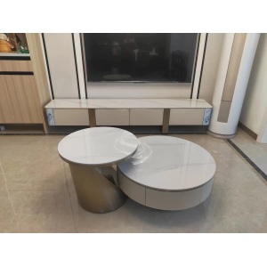 WoodFX White Stone Modern Bunching Coffee Table Set photo review
