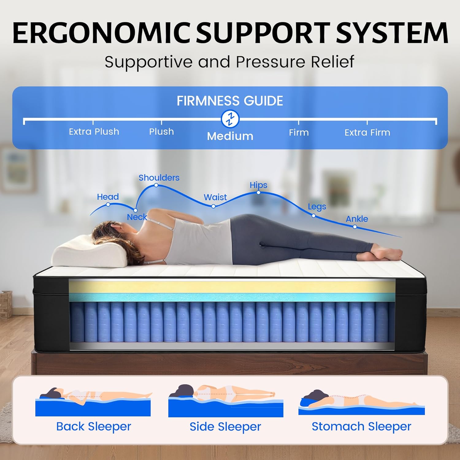 Queen Mattress 10 inch Medium Firm